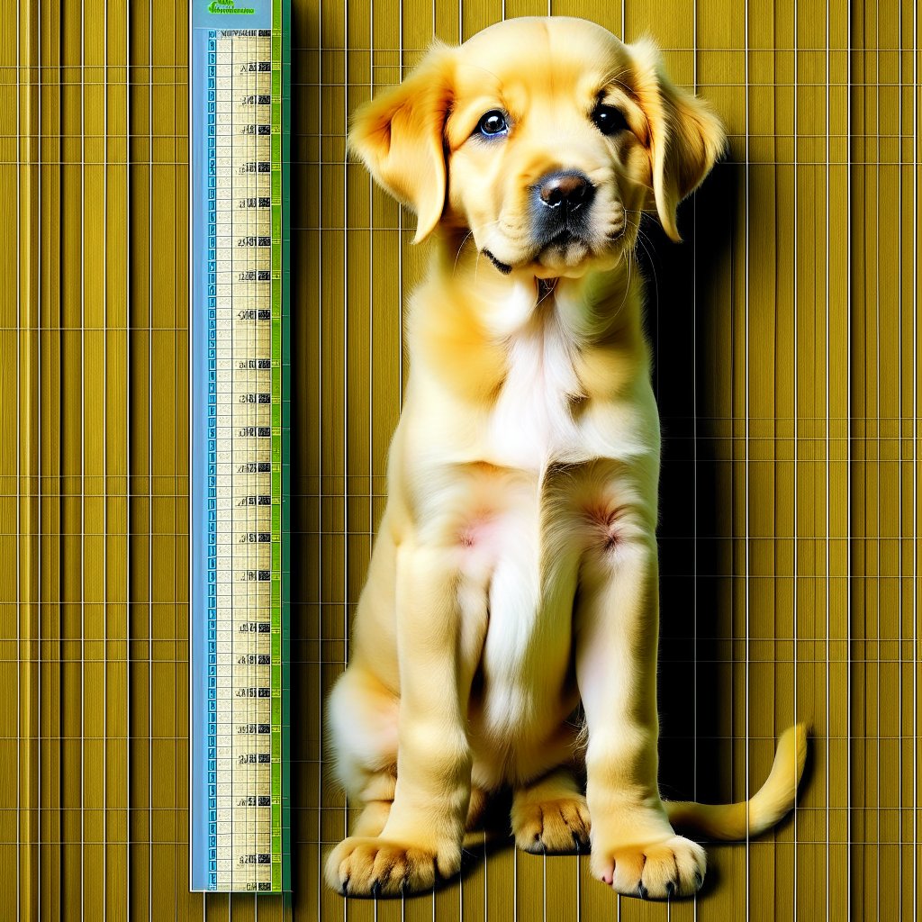 A growth chart tracking the development of Golden Retriever puppies.