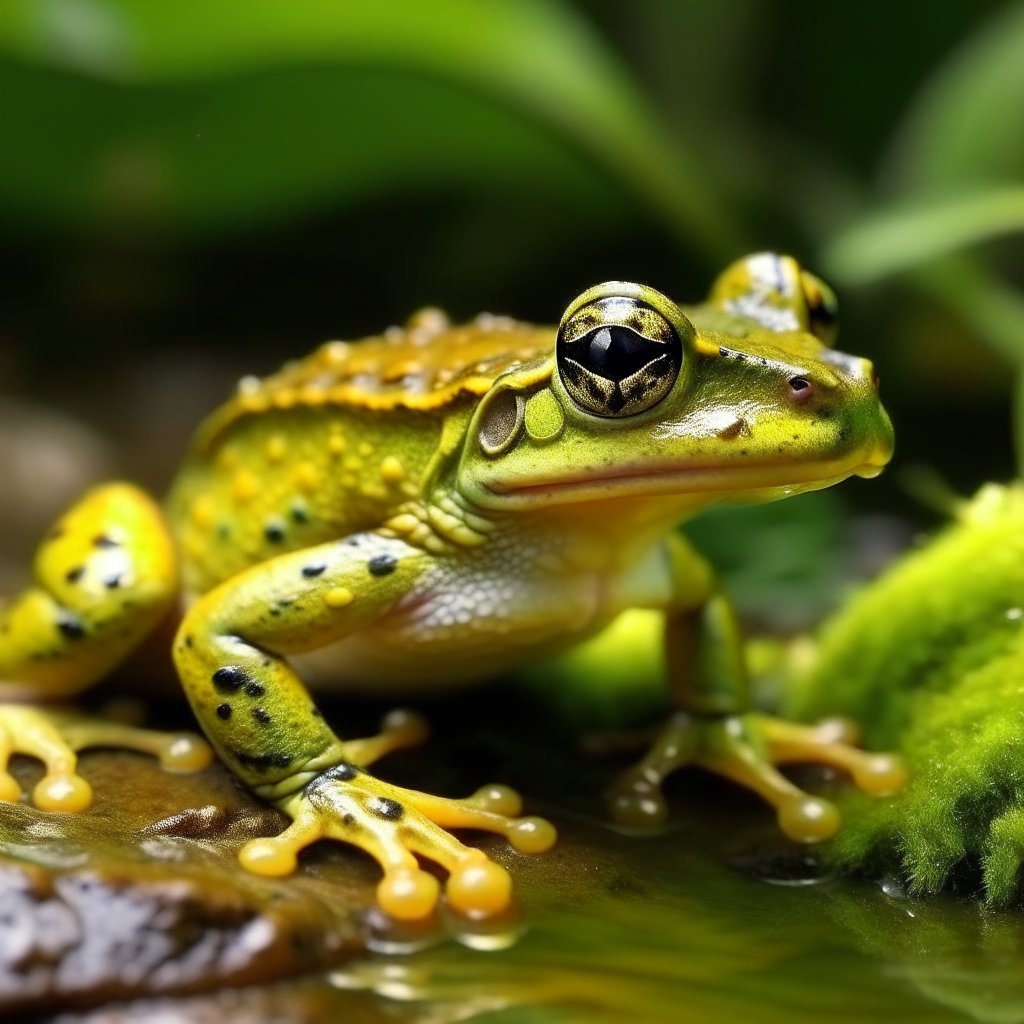 Native frog species in a lush forest habitat