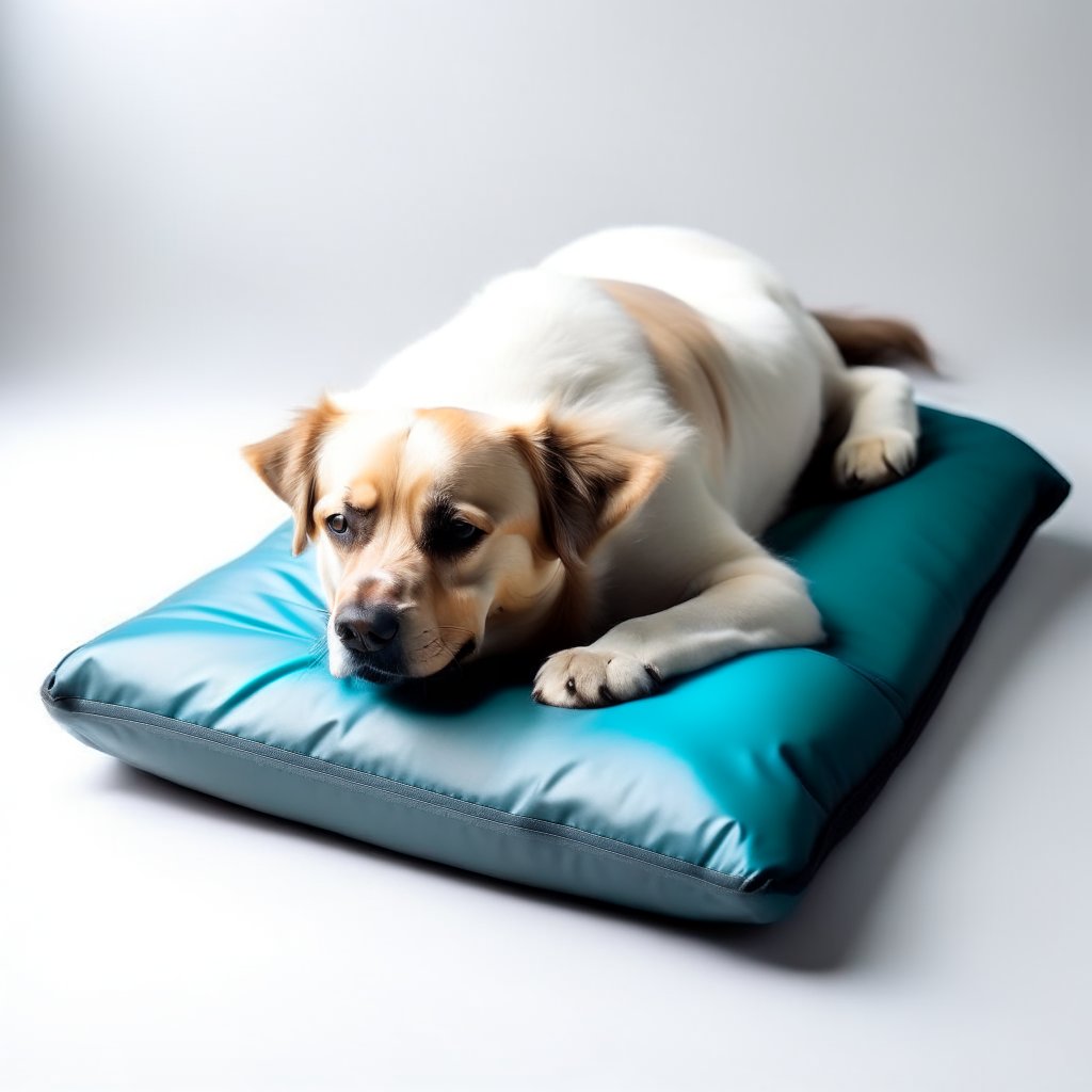 A comfortable dog bed covered with a washable protective cover.